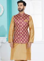 Banarasi Dhupion Pink Wedding Wear Banarasi Work Modi Jacket Kurta Pajama